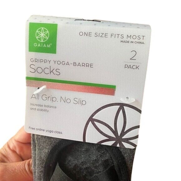 Gaiam Yoga Barre Socks - Non Slip Sticky Toe Grip Accessories One Size Gray New - Picture 14 of 16